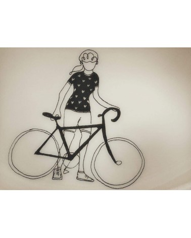 Cyclist women - fine porcelain expresso cup Keramiek van Sophie coffee tea cup mug funny