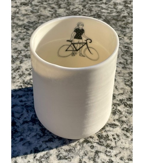 Cyclist women - fine porcelain mug, coffee cup, tea cup Keramiek van Sophie coffee tea cup mug funny