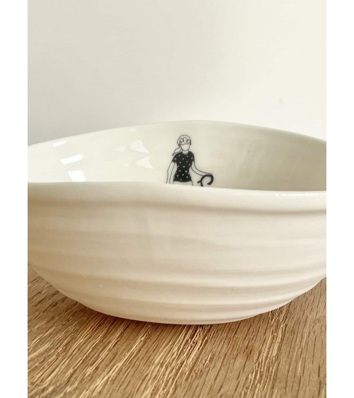 Cyclist women - fine porcelain bowl Keramiek van Sophie ramen salad fruit pasta soup cereal ceramic bowl