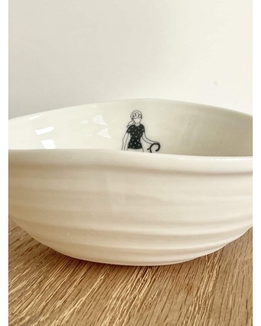 Cyclist women - fine porcelain bowl Keramiek van Sophie ramen salad fruit pasta soup cereal ceramic bowl