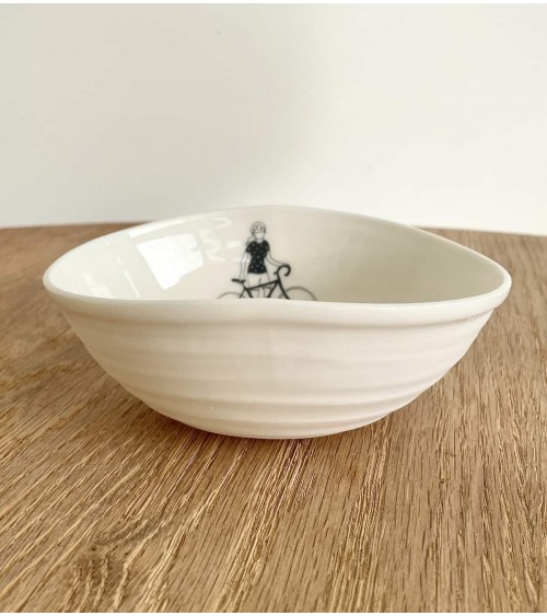 Cyclist women - fine porcelain bowl Keramiek van Sophie ramen salad fruit pasta soup cereal ceramic bowl