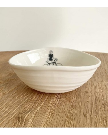 Cyclist women - fine porcelain bowl Keramiek van Sophie ramen salad fruit pasta soup cereal ceramic bowl