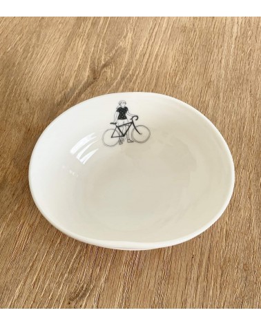 Cycliste Femme - bol en porcelaine fine Keramiek van Sophie breton moderne à oreilles