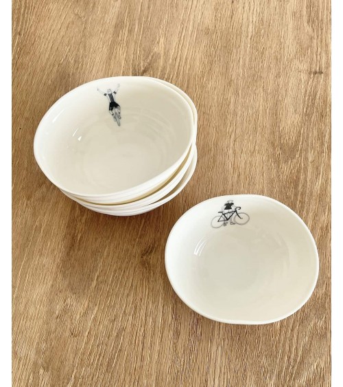 Cyclist women - fine porcelain bowl Keramiek van Sophie ramen salad fruit pasta soup cereal ceramic bowl