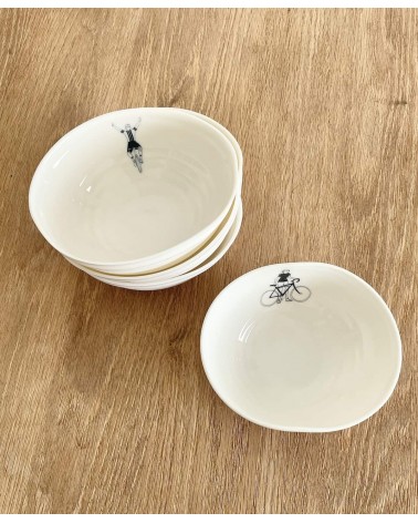 Cyclist women - fine porcelain bowl Keramiek van Sophie ramen salad fruit pasta soup cereal ceramic bowl