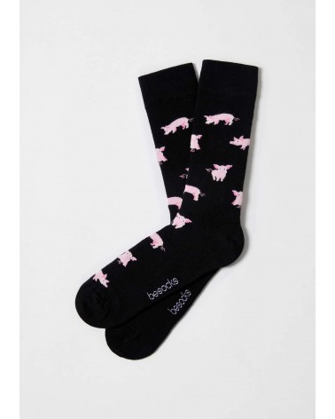 BePig - schwarze Socken mit motiv Schwein Besocks socke kuschelsocken für damen lustig herren farbige coole socken