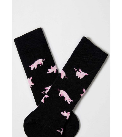 BePig - schwarze Socken mit motiv Schwein Besocks socke kuschelsocken für damen lustig herren farbige coole socken