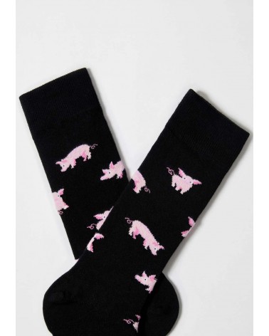 BePig - schwarze Socken mit motiv Schwein Besocks socke kuschelsocken für damen lustig herren farbige coole socken