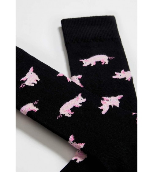 BePig - schwarze Socken mit motiv Schwein Besocks socke kuschelsocken für damen lustig herren farbige coole socken