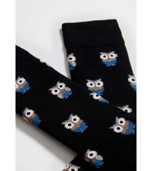 BeOwl - schwarze Socken mit motiv Eule Besocks socke kuschelsocken für damen lustig herren farbige coole socken