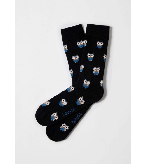 BeOwl - schwarze Socken mit motiv Eule Besocks socke kuschelsocken für damen lustig herren farbige coole socken