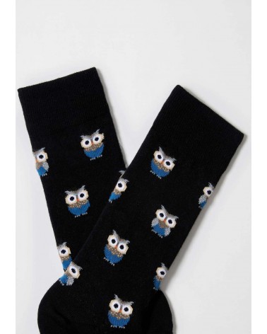 BeOwl - schwarze Socken mit motiv Eule Besocks socke kuschelsocken für damen lustig herren farbige coole socken