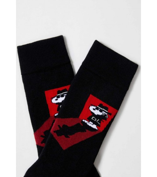 Be Snoopy Detective - Funny Organic cotton socks - Black Besocks funny crazy cute cool best pop socks for women men