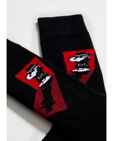 Be Snoopy Detective - Funny Organic cotton socks - Black Besocks funny crazy cute cool best pop socks for women men