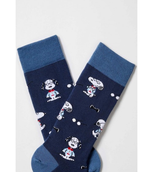 Be Snoopy Preppy - Chaussettes fantaisie en coton bio - bleu Besocks jolies pour femme originales pour homme chausset rigolot...