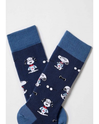 Be Snoopy Preppy - Chaussettes fantaisie en coton bio - bleu Besocks jolies pour femme originales pour homme chausset rigolot...