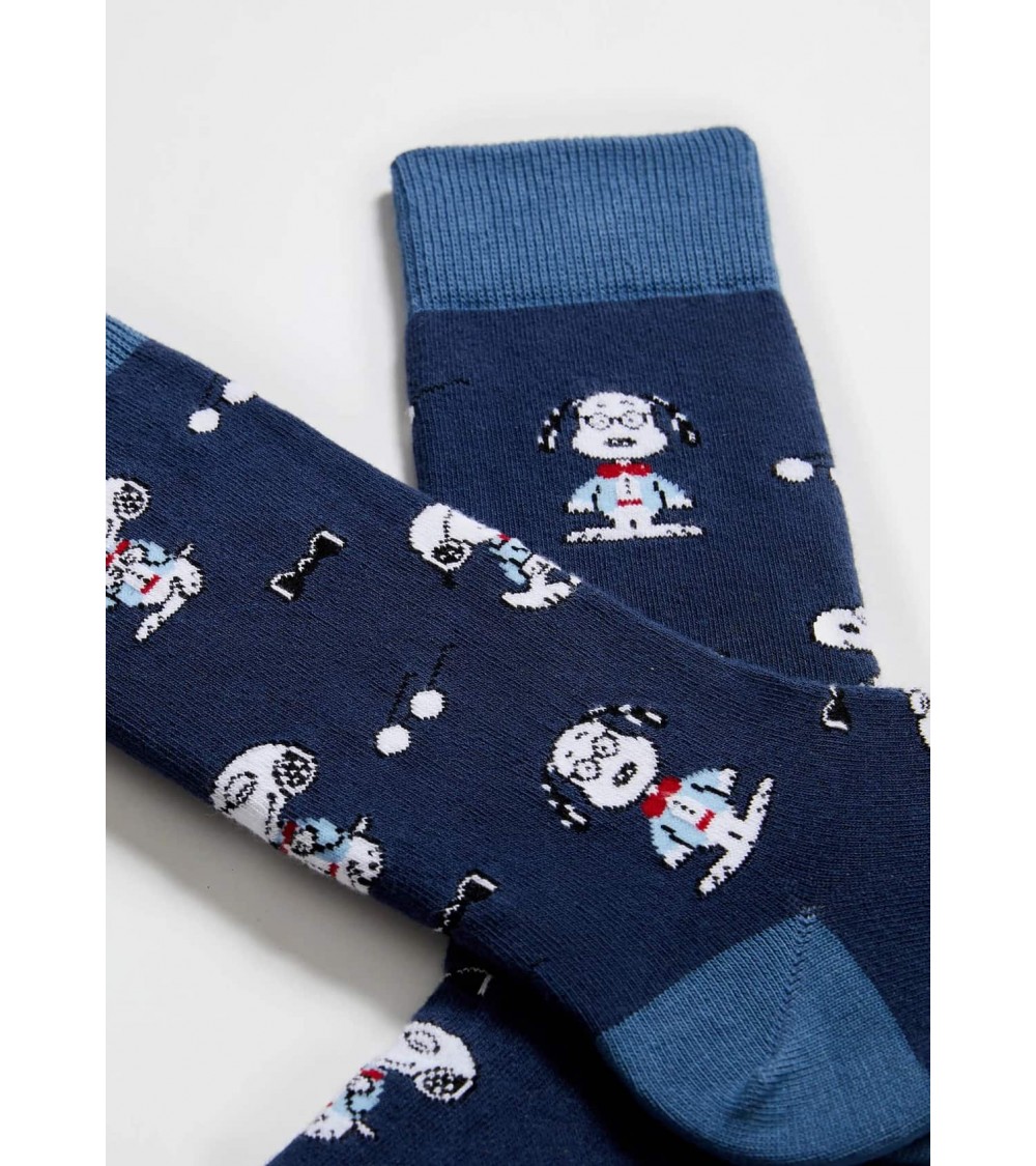 Be Snoopy Preppy - Chaussettes fantaisie en coton bio - bleu Besocks jolies pour femme originales pour homme chausset rigolot...