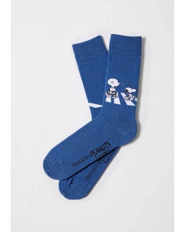 Be Snoopy Walk - Cute Organic cotton socks - Blue Besocks funny crazy cute cool best pop socks for women men