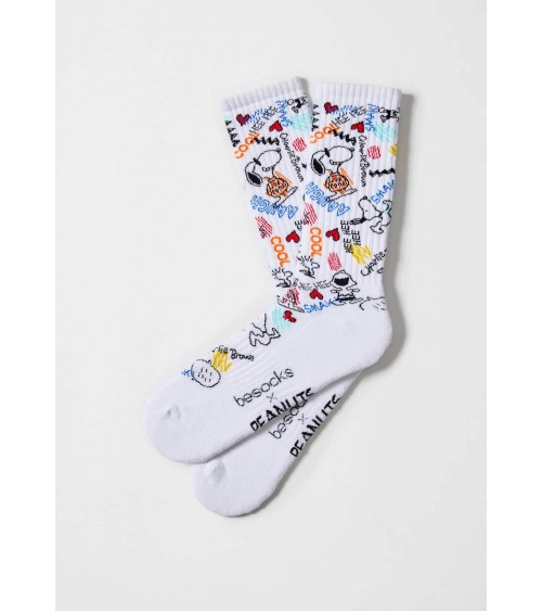 Be Snoopy Urban - Calzini bianchi in cotone bio Besocks calze da uomo per donna divertenti simpatici particolari