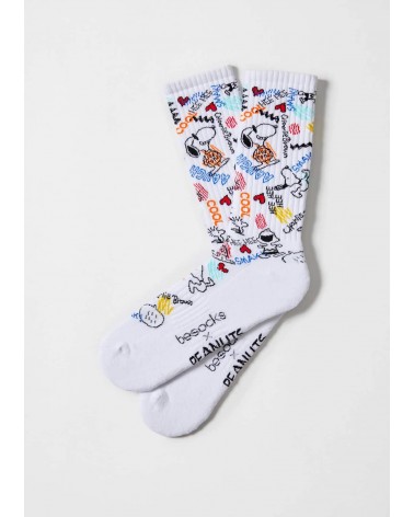 Be Snoopy Urban - Calzini bianchi in cotone bio Besocks calze da uomo per donna divertenti simpatici particolari