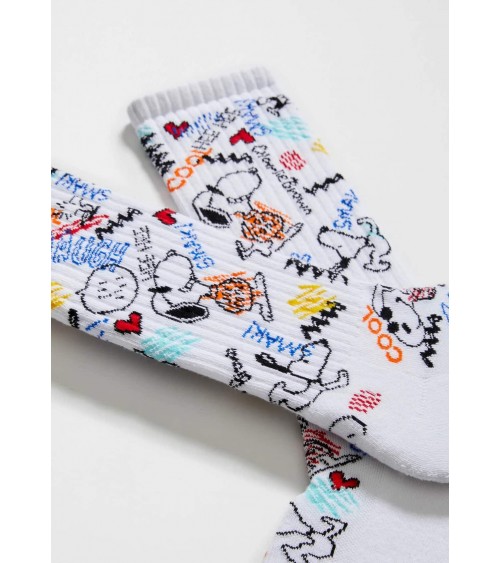 Be Snoopy Urban - Calzini bianchi in cotone bio Besocks calze da uomo per donna divertenti simpatici particolari