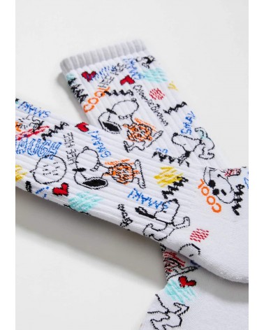 Be Snoopy Urban - Calzini bianchi in cotone bio Besocks calze da uomo per donna divertenti simpatici particolari