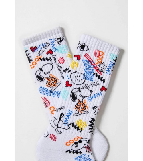 Be Snoopy Urban - Calzini bianchi in cotone bio Besocks calze da uomo per donna divertenti simpatici particolari