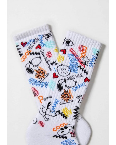 Be Snoopy Urban - Calzini bianchi in cotone bio Besocks calze da uomo per donna divertenti simpatici particolari