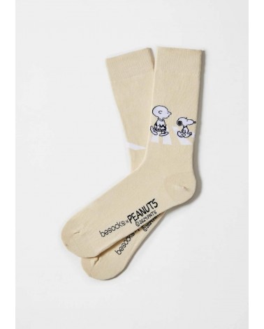 Be Snoopy Walk - Cute Organic cotton socks - Beige Besocks funny crazy cute cool best pop socks for women men