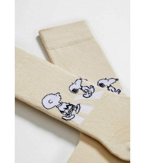 Be Snoopy Walk - Cute Organic cotton socks - Beige Besocks funny crazy cute cool best pop socks for women men