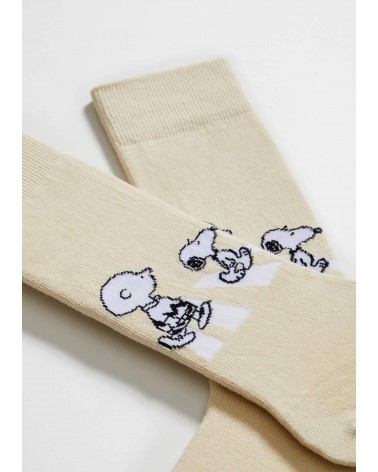 Be Snoopy Walk - Cute Organic cotton socks - Beige Besocks funny crazy cute cool best pop socks for women men