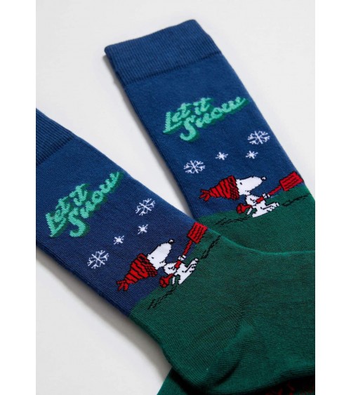 Be Snoopy Snow - Calze divertenti in cotone bio Besocks calze da uomo per donna divertenti simpatici particolari