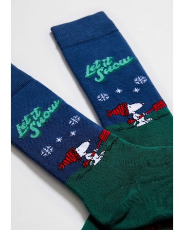 Be Snoopy Snow - Calze divertenti in cotone bio Besocks calze da uomo per donna divertenti simpatici particolari