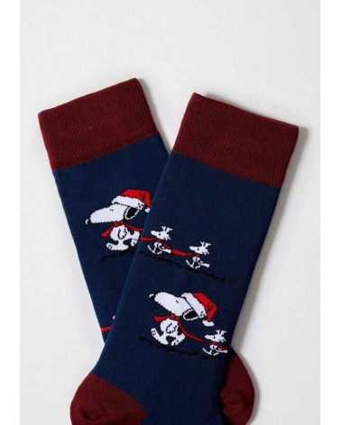 Be Snoopy Santa - Calzini natalizi in cotone bio Besocks calze da uomo per donna divertenti simpatici particolari