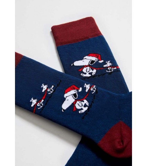 Be Snoopy Santa - Calzini natalizi in cotone bio Besocks calze da uomo per donna divertenti simpatici particolari