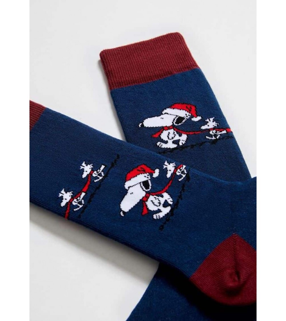 Be Snoopy Santa - Chaussettes de noël en coton bio Besocks jolies pour femme originales pour homme chausset rigolotes drole S...
