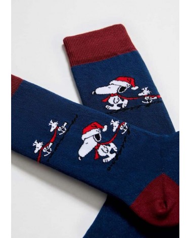 Be Snoopy Santa - Calzini natalizi in cotone bio Besocks calze da uomo per donna divertenti simpatici particolari