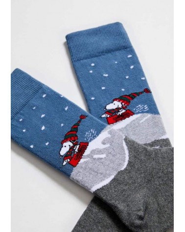 Be Snoopy Ski - Calze divertenti in cotone bio Besocks calze da uomo per donna divertenti simpatici particolari