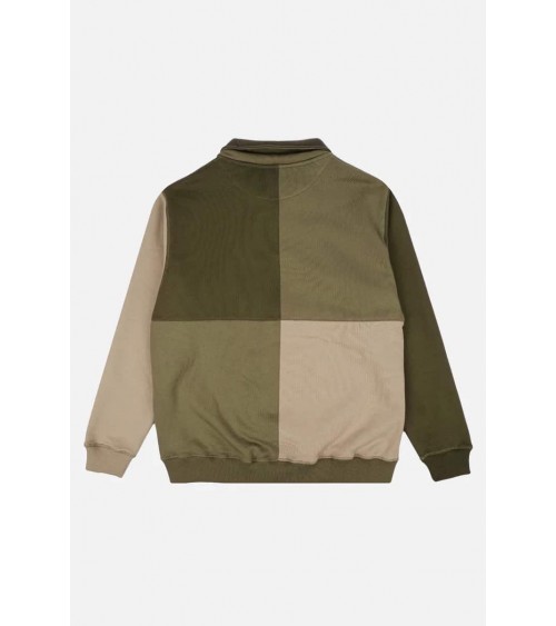 Color Block Half Zip Sweater - Gothic Olive Trendsplant men women organic switzerland