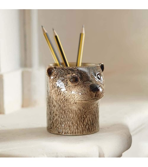 Loutre - Porte crayon & stylo, Petit pot de fleur Quail Ceramics bureau original design pour plantes intérieur à couvert bros...