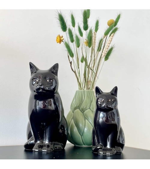 Grand vase à fleurs - Lucky le Chat Noir Quail Ceramics design fleur décoratif original kitatori suisse