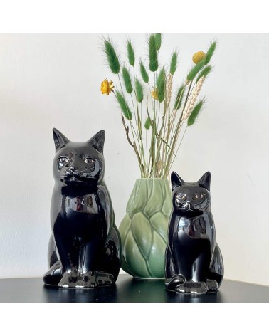 Large Flower Vase - Lucky the Black Cat Quail Ceramics table flower living room vase kitatori switzerland