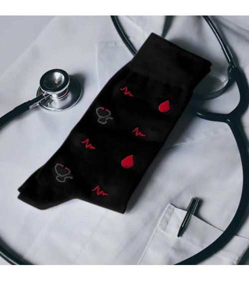 Doctor - Cool organic cotton socks - Black The Captain Socks funny crazy cute cool best pop socks for women men