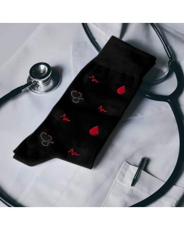 Medico - Calze divertenti in cotone bio - nero The Captain Socks calze da uomo per donna divertenti simpatici particolari