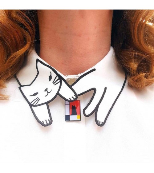 Pin's - Meowdrian Cat Niaski pins rare métal originaux bijoux suisse