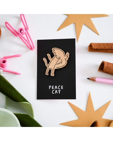 Pin Anstecker aus holz - Cat of peace Niaski Anstecknadel Ansteckpins pins anstecknadeln kaufen