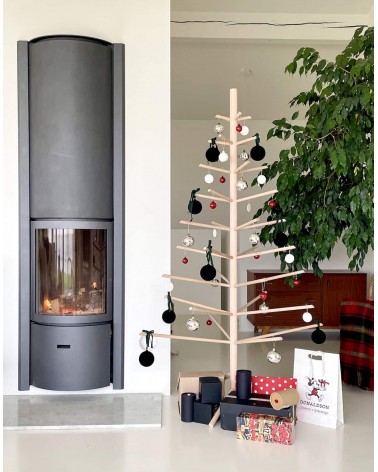 Sapin de Noël en bois Suisse - arbre de Noel design KITATORI original decoratif artisanal alternatif naturel écologique décoré