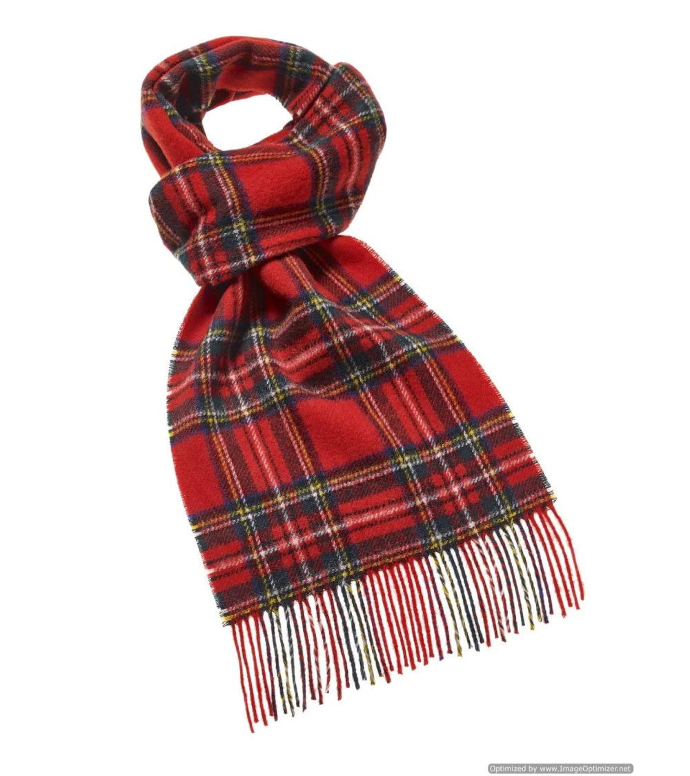 Tartan ROYAL STEWART - écharpe en laine mérinos Bronte by Moon luxe pour femme homme Suisse Kitatori