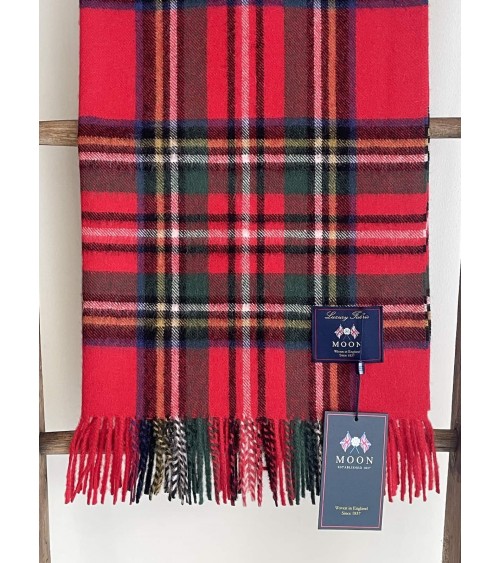 Tartan ALPACA STEWART RED XXL - großer Alpaka Schal Bronte by Moon Damen Winter Winterschal Herrenschal woll schal mit franse...