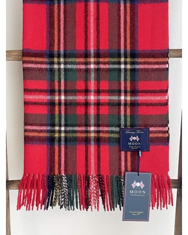 Tartan ALPACA STEWART RED XXL - großer Alpaka Schal Bronte by Moon Damen Winter Winterschal Herrenschal woll schal mit franse...